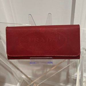 Red Prada fabric wallet